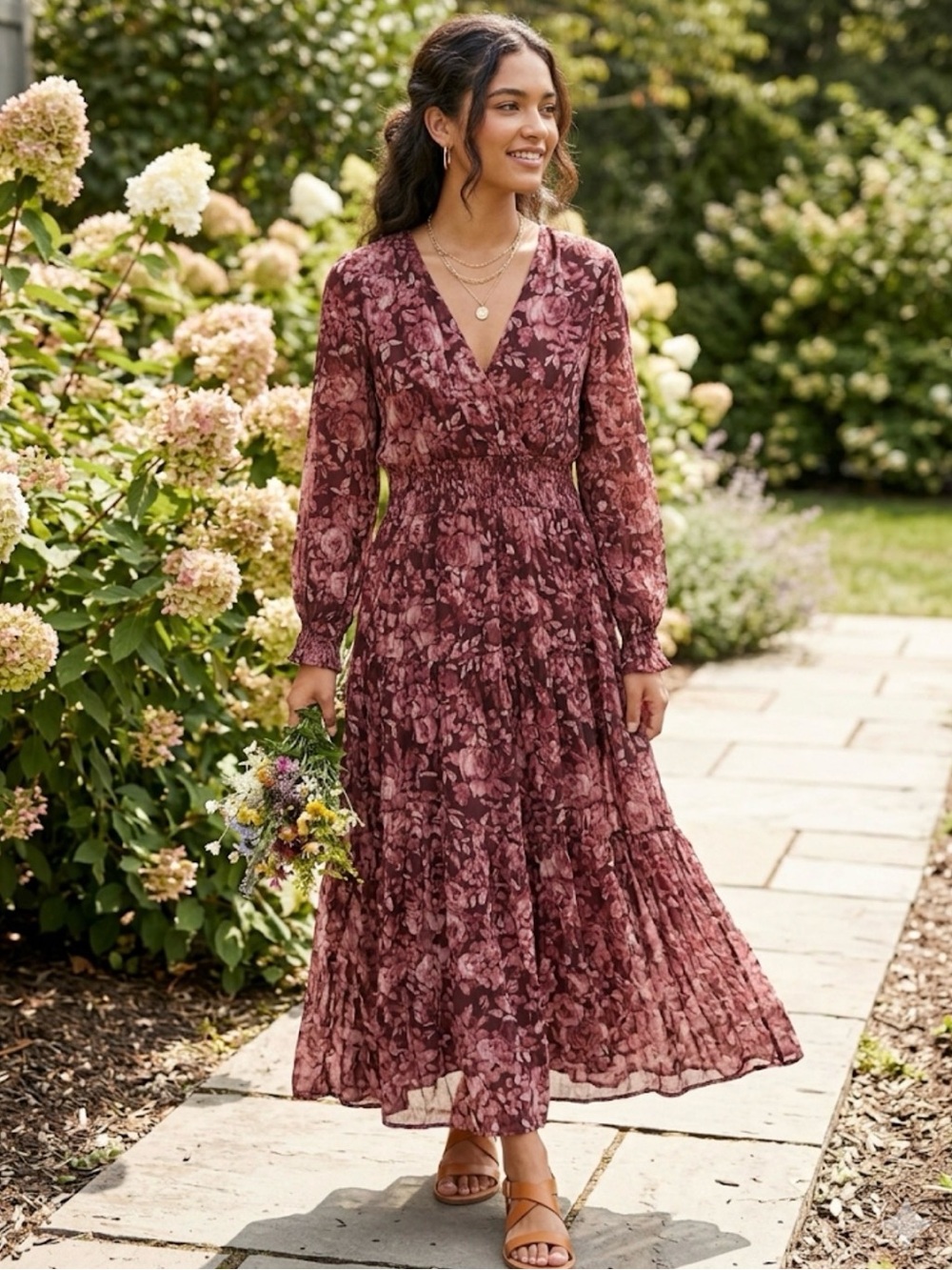 Bohme Mauve Floral Maxi Dress